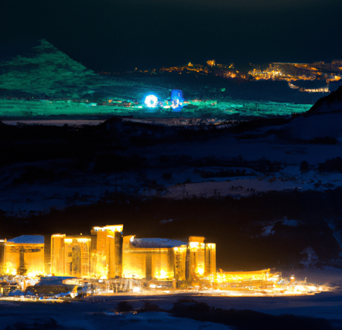 Outside of West Virginia casino at night